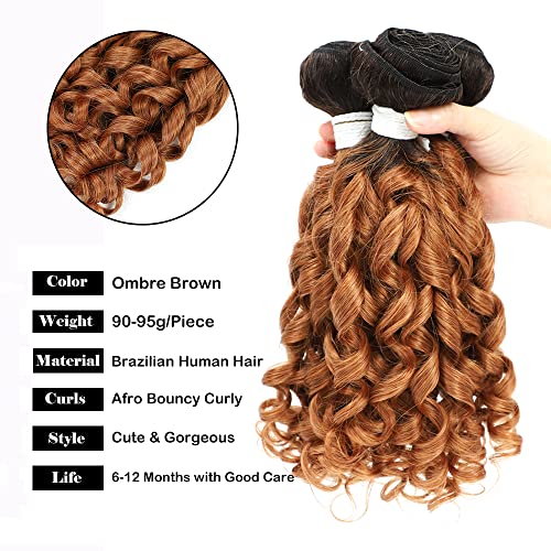 REMY Hair Human Hair Bundle Ombre Brown Color Curly Wave Bundle Brazilski Human Hair Loose Curly Natural