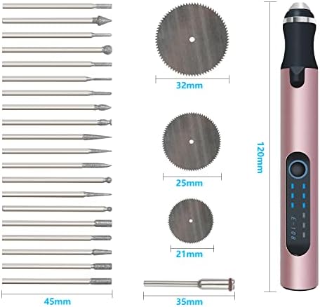 Električna olovka za graviranje, USB punjiva Akumulatorska Mašina za graviranje sa 20 bita i 16 šablona, prenosiva i bežična olovka za graviranje za metalni drveni stakleni nakit i plastiku