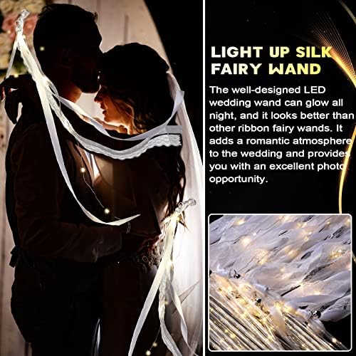 LED vjenčani vrpbinski vilinski štapići sjaji u tamnim točnostima s zvonima svijetli svileni vilinski štapići