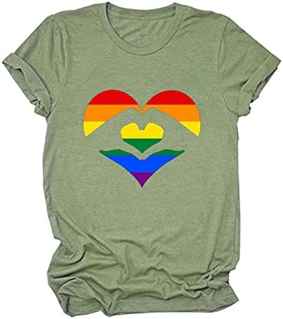 Grunch Top za djevojke Jesen Ljeto Kratki rukav Crk Crt Rainbow Heart Graphic Bluuses T košulje