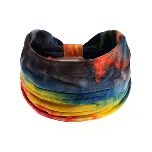 Trake za glavu 90-ih žene Casual Tie Dye Rainbow color Widing Yoga traka za kosu Sportska elastična