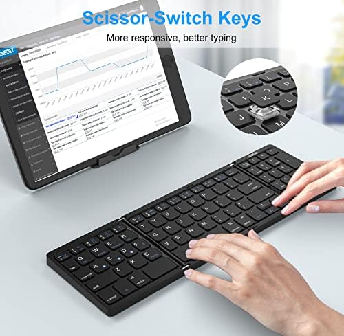 Erkovia sklopiva Bluetooth tastatura, bežična prenosiva Tastatura sa numeričkom tastaturom,