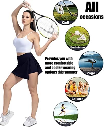 PowerAsia Women Tenis Tineik suknje Unutarnji kratke kratke elastične vježbe Golf Skort s džepovima