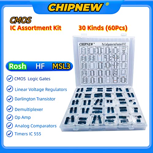 Chip30 Tipovi IC Asortiment Kit, individualno odvojiv organizator elektroničkog komponenta,