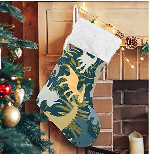 Alaza Božićne čarape Trendy Collection sa šarenim dinosaurima klasik personalizirani veliki ukrasi za čarape za obiteljski odmor za odmor Party Decor 1 paket, 17.7 ''