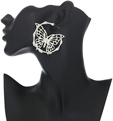 Aksod Butterfly Dangle naušnice srebrni krug DOP naušnice Chunky Statement nakit za uši za žene i djevojčice
