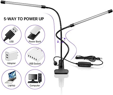 inShareplus LED UV lampa sa dvostrukom glavom sa USB-om, 20W UV svjetlo sa kopčom, sjaj u mraku, 395nm-405nm