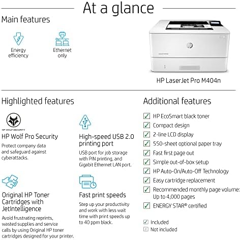 HP LaserJet Pro M404n monohromatski štampač sa ugrađenim Ethernetom