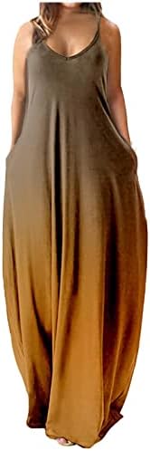 Peqiut ljetne haljine za žene casual tie-dye v izrez bez rukava plus veličine SLING sandress cami maxi haljina sa džepom