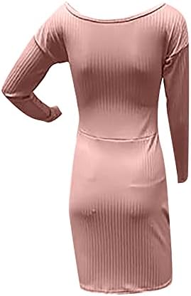 Ženska seksi ramena Minicon mini haljina dugih rukava ruširana mini haljina Bodycon mini haljina klupska zabava