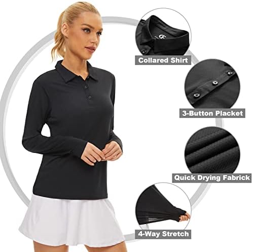 Ženska Golf košulja Dugi rukav Polo majica UPF50+ zaštita od sunca vlaga Wicking Quick Dry Golf Polo majica