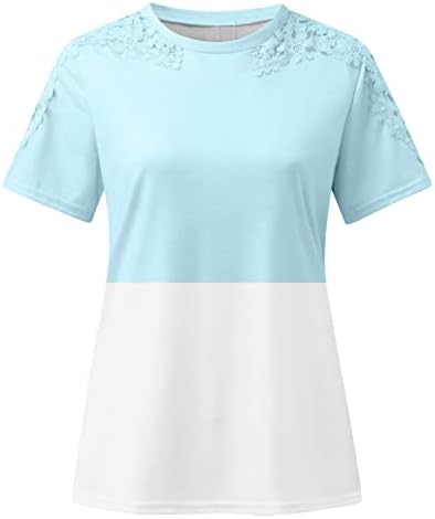 Ženske čipke kratkih rukava s kratkim rukavima Dressy Ležerne prilike pogledajte kroz majicu Ljetne dame vrhove