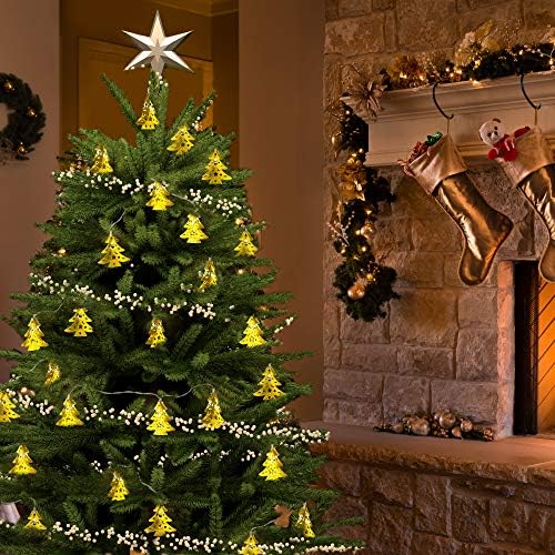 Holiday Decorative String Lights by Gideon 20 LED Solar Powered Hollow Metal Tree Shape Fairy