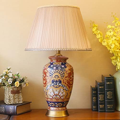 Fajopqw Chine Chine Red Art Svjetiljka / stolna lampa Velika ručno oslikana keramička noćna lampa za