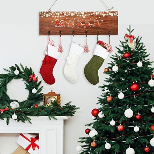 YewfoldOld Božićne držači za stajaonice za mantle, Xmas Drveni držač za čarape za mantle, zidni