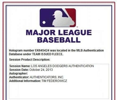 TIM FEDEROWICZ 2013 Igrač istrošeni Dodgers Hoodie Fleece Team izdanje L EK645424 - Igra Polovne MLB jakne