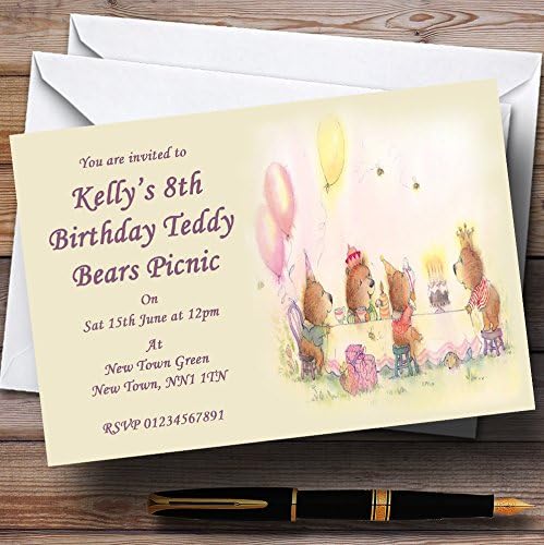Teddy Bears Piknik za djecu personalizirane pozivnice za zabavu