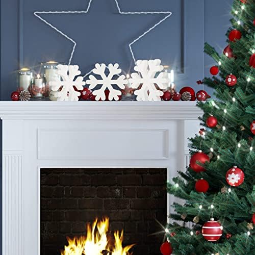 3 komada Snowflakes drvena plaketa Snowflake oblik drveni ukrasi rustikalni dom Snowflake ukrasi Božić zima