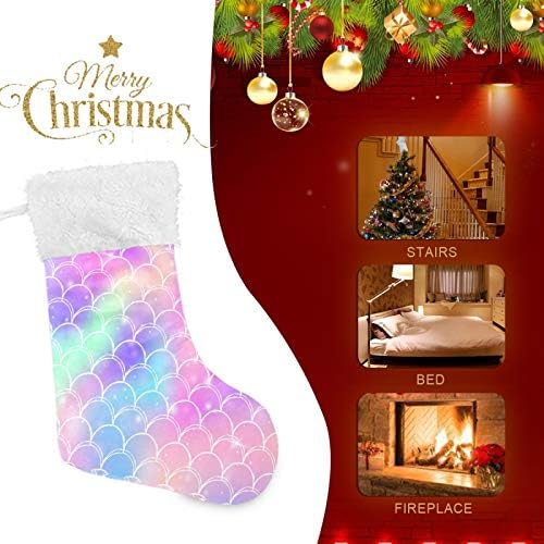 Alaza Božićne čarape Rainbow Galaxy Mermaid Vage Classic Personalizirani Veliki ukrasi za skladištenje za obiteljski odmor Sezona Party Decor 1 Pack, 17.7 ''