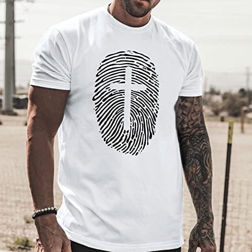 XXBR Ljeto MENS vojnički kratki rukav T-majice Fingerprint Faith Vjera Isus Cross Thirt Thirt Workout
