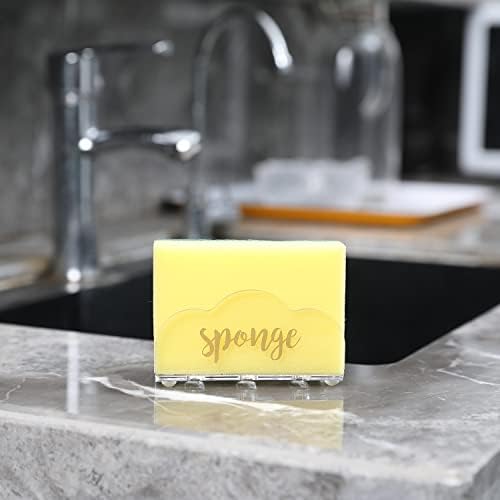 MyGift Dekorativni čist akrilni kuhinjski sudoper Držač spužva sa driznim rupama i zlatnim curvie Sponge Rids dizajnom