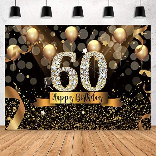 Sensfun sretan 60. rođendan pozadina za odrasle Party 8x6ft Bokeh krug Glitter Gold Balloon fotografija pozadina