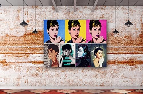 SpiritualHands Audrey Hepburn zidni umjetnički Poster platno uokvireno, zidni umjetnički Posteri Haus i nijanse, moderan estetski dekor zidova , Vintage Feministička Moda zidna Umjetnost, dekor sobe za ljepotu, Pop Art zidni dekor