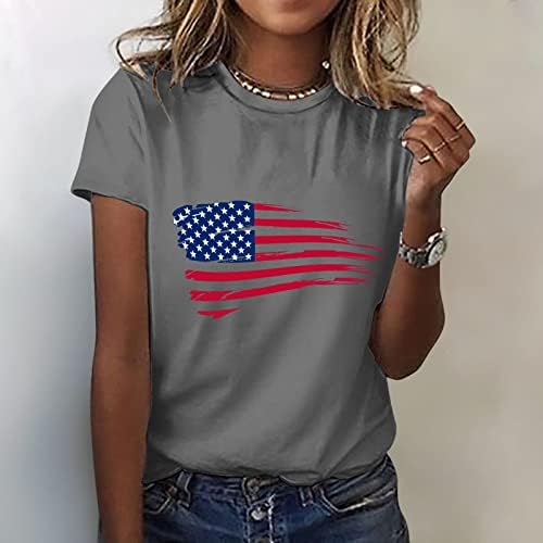 Dugi rukavi ženska košulja Dan nezavisnosti ženska grafička majica za žene Top Crewneck kratki rukav
