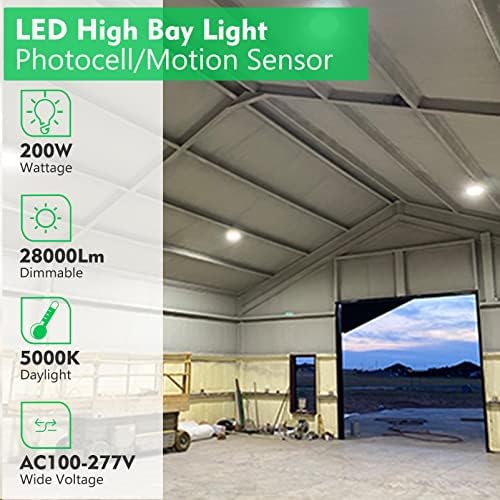 Smart 200W LED svjetlo 2000LM Zatamnjeno / Motion Udaljenost / HOLD Vrijeme DIY High Bay LED lampica ETL navedena