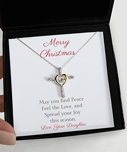 Sretan božićni križni ogrlići poklon od kćeri, za roditelj, majka mama za odmor otac tata božićna