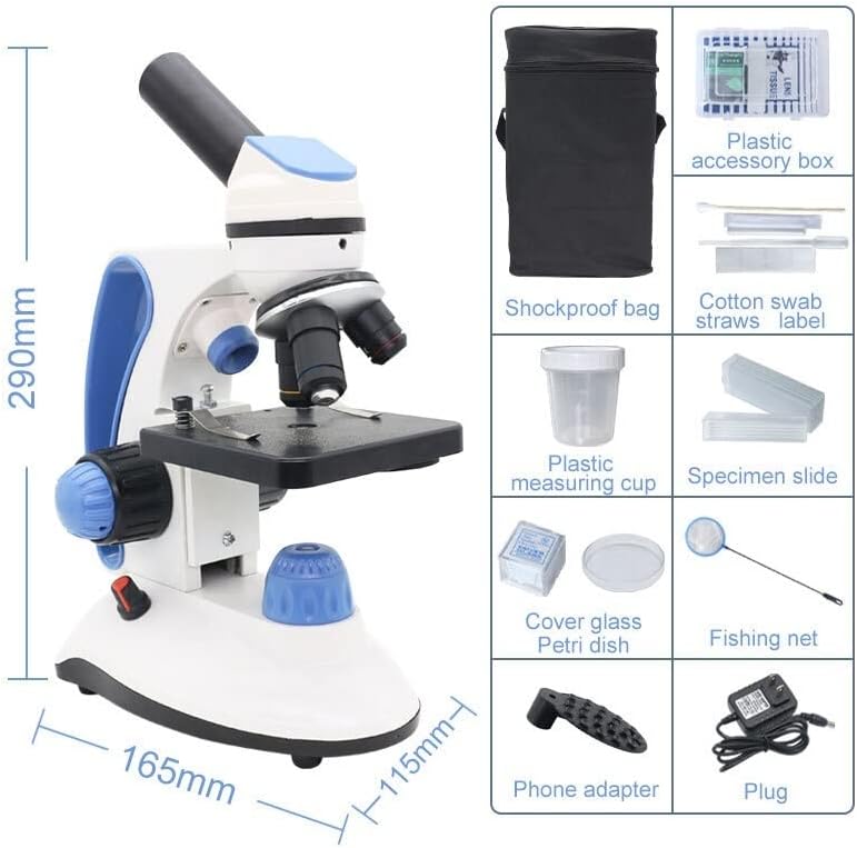 Oprema za mikroskop 40x-2000x Monokularni mikroskop, sa podesivim gornjim/donjim svetlima laboratorijski