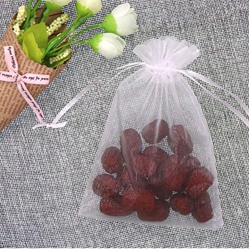 SumDirect bijele Organza torbe sa vezicom-100kom 5x7 inčne torbe za nakit, poklon torbe za vjenčanje