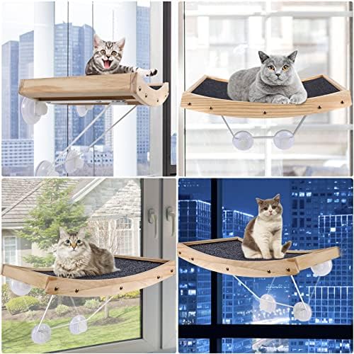 Kphico Cat polica zidna viseća mreža, police za mačke i smuđevi sa 3 stepenice, i mačji prozorski smuđ,mačja