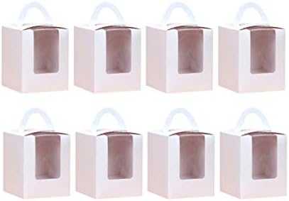 Cabilock White Cupcake kutije 60pcs Jednostruki papirni kolači sa prozorima i ručkama muffin držač kolač torbica kutija za pohranu pekara za skladištenje kexit-a liječenje desertnih kutija čašica za papir