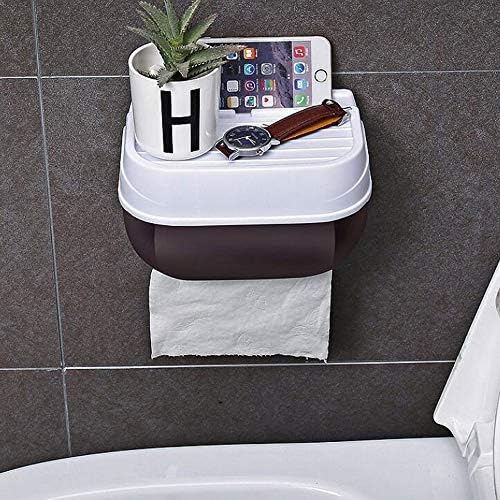 Yuanflq Creative kupaonica Držač za papir, vodootporan WC Papir zidni nosač s telefonskim policama, muti funkcionalno ljepljivo tkivo poklopcem, kuhinjski dnevni boravak