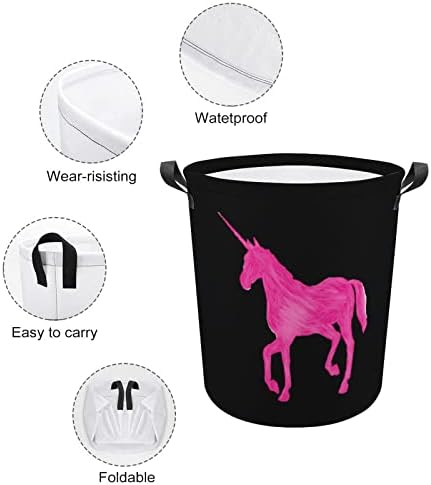 Ružičasta konja za pranje rublja VODO otporna kočića za pohranu bin s ručkom 16,5 x 16,5 x 17