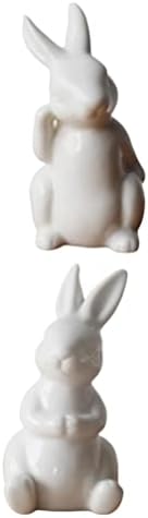AMOSFUN Domaći dekor 2pcs Keramička zečica figurica Uskršnja zečja kip Slika kolekcionarski skulpranski