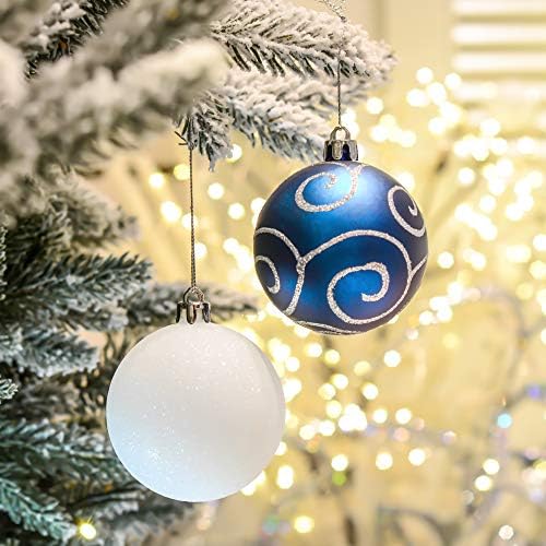 Valery Madelyn zima želi srebrne i plave Božić loptu ukrasi, Shatterproof božićno drvo ukrasi za Božić ukras (2 stavke Bundle