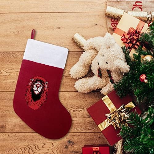 Crvena kosa lav glava božićna čarapa čarapa sa plišanim kaminom visi za Xmas Tree Home Decor Decor