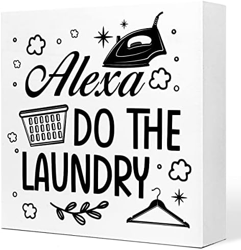 Alexa uradi rublje Drveni dekor znaka, seoski kuća za pranje rublja DIO Ukrasi za rustično