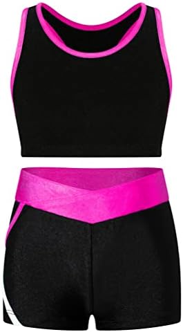 inhzoy Girl's Summer 2 Piece Outfits Crop Top and Workout Shorts Yoga Gymnastics Outfits Dancing