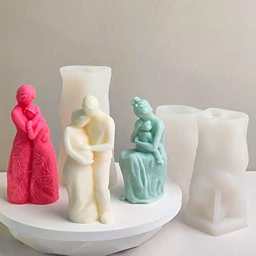 Žene trudnoće kalup za svijeće, mama tata i baby silikonski kalupi za voštane smole, ručno izrađeni kalup