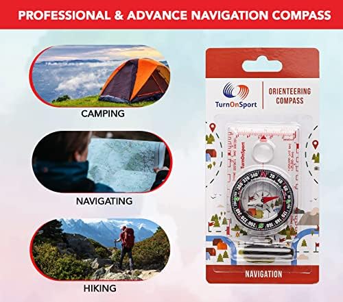Orijentiring Kompas Hiking Backpacking Kompas | Napredna izviđačka kompasa Navigacija za kampiranje - Dečko izviđački kompas za djecu | Profesionalni terenski kompas za čitanje karte - Najbolji pokloni preživljavanja TurnSonsport