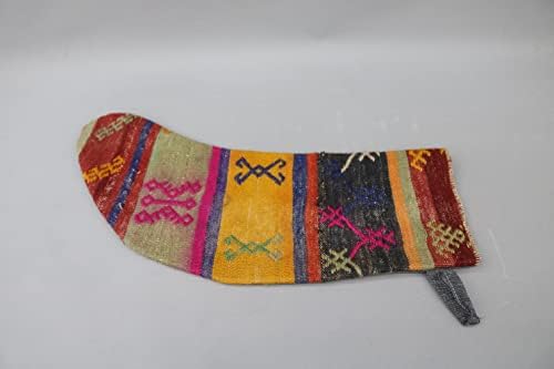 Sarikaya Jastuk Božićne čarape, ručno rađene čarape, uzorke božićne čarape, Kilim čarapa, Santa Cruz čarapa, Božićna čarapa, 894