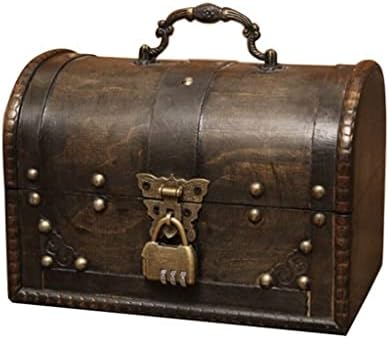 WSSBK Chic drvena gusarska kutija za pohranu kućišta Vintage Treasure škrinje za drveni organizator
