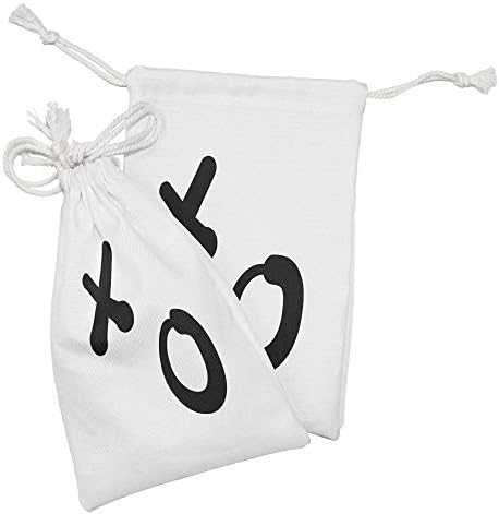 AMBESONNE XO TOUCC TOUCK Set od 2, ljubavne i prijateljstva Pisma za izražavanje simboličkog jednostavnog uzorka, mala vrećica za vuču za toaletne potrepštine maske i usluge, 9 x 6, crno-bijelo