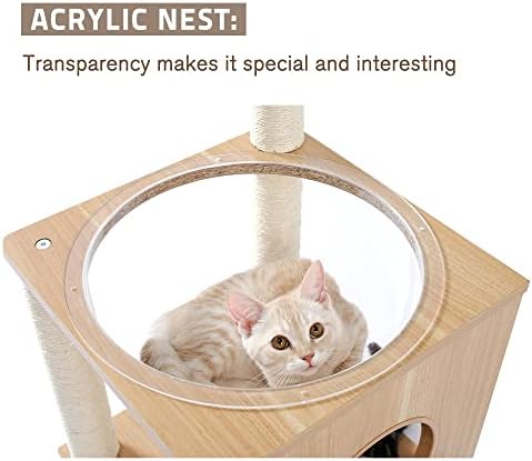 MULTI-LEVEL CAT Drvo sa sisalnom grebanjem Post Cosy Perch Plish Hammock Mekog kreveta i zabavna viseća igračaka za beskrajne zabave