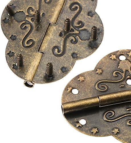 XDCHLK 2pcs 69x53mm starinski brončani šarke za nakit drveni okvirni ormari za vrata ukrasni vintage gvozdeni