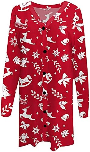 Kućna modna tunika s dugim rukavima za žene pune zimske naborane poliestere, tipovi Soft Comfort Santa