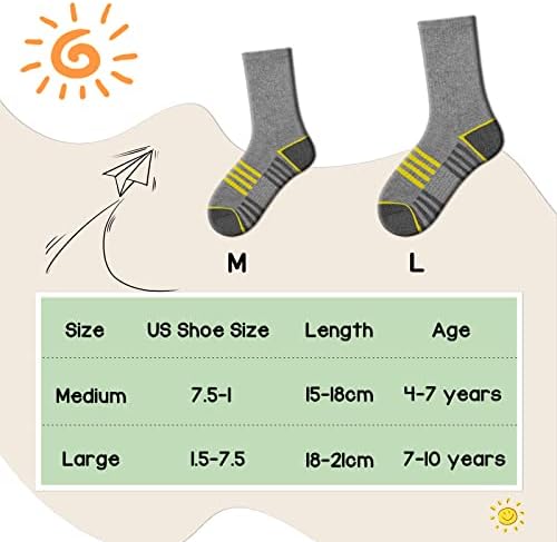 Comfoex Boys Crew Socks za djecu 4-10 godina stare atletske duge čarape sa jastukom jedinim 6 pari